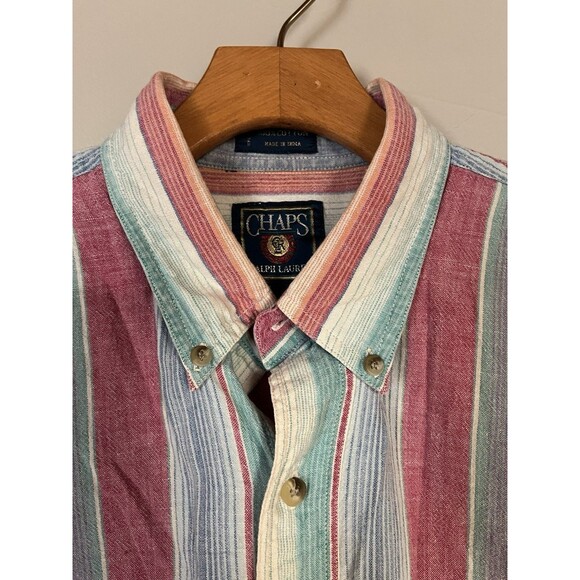 Chaps Ralph Lauren 90’s Button Down Short Sleeve Oxford Style‎ Shirt Men’s Large - Picture 4 of 9